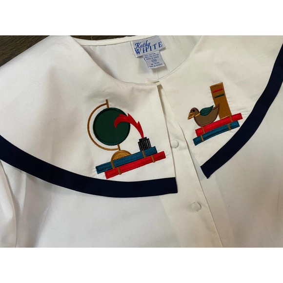 Vintage ~Rare~ NWT Kathy White Big Collar Embroidered Top Blouse ~22W - Picture 5 of 7